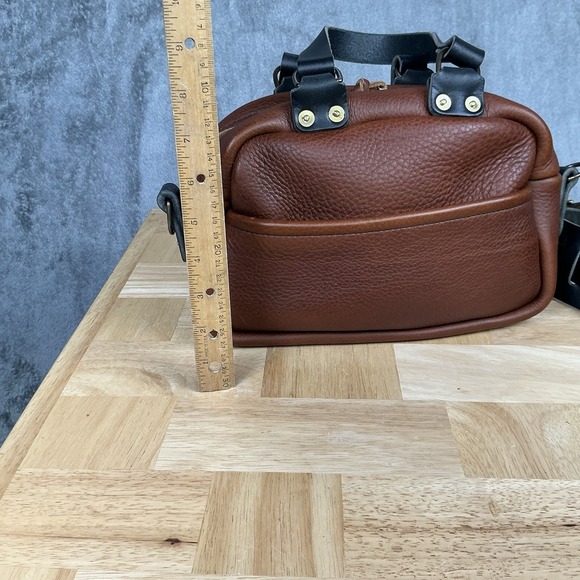 Go Forth Goods Mini Hoffman Crossbody Shoulder Hand Bag Saddle W/ Black Strap - Picture 13 of 16